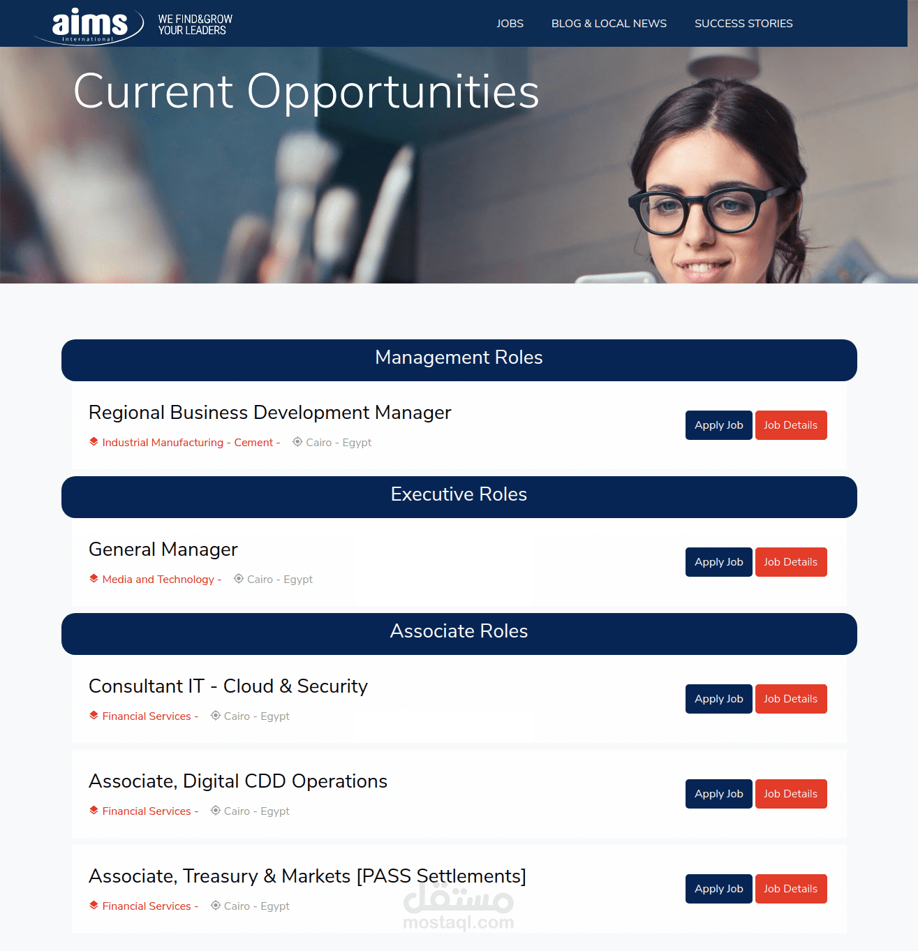 Jobs and Blogs for aims-egypt company