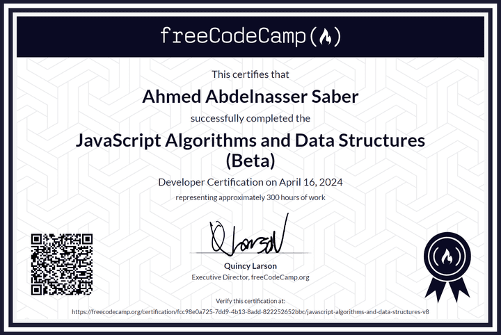 My JavaScript Algorithms and Data Structures Certification