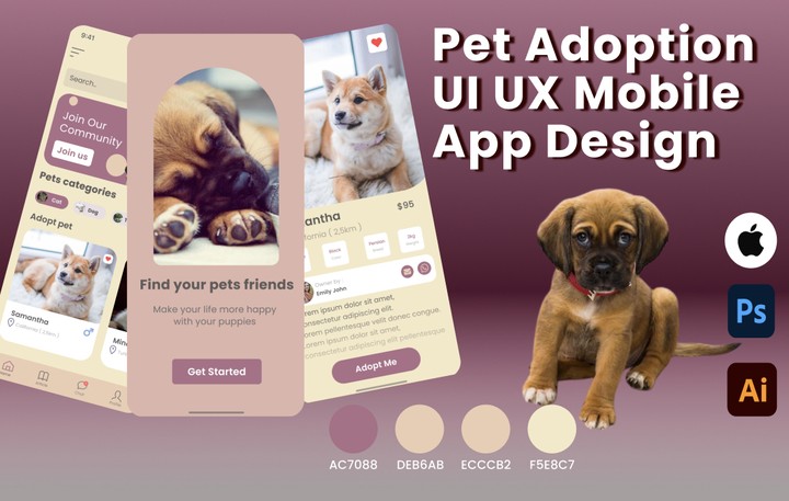 تصميم واجهة مستخدم لتطبيق Pet adoption ui ux