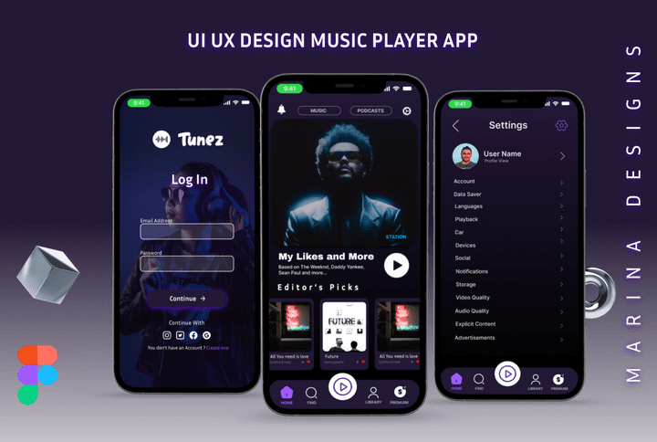 Unique UI UX design for Music Player App