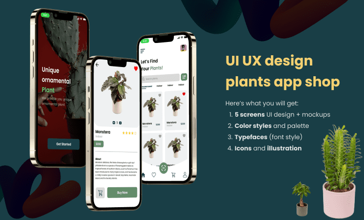 تصميم UI UX رائع لتطبيق متجر النباتات