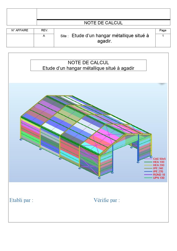 Etude d’un hangar métallique situé à agadir