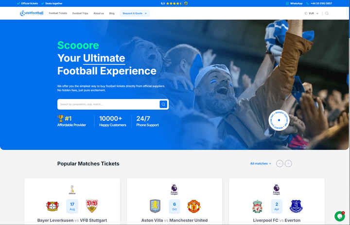 Football matches and flight booking platform