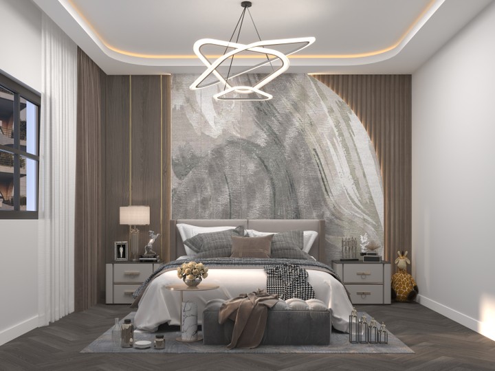 تصميم modern لغرفة نوم بمساحة 16 متر