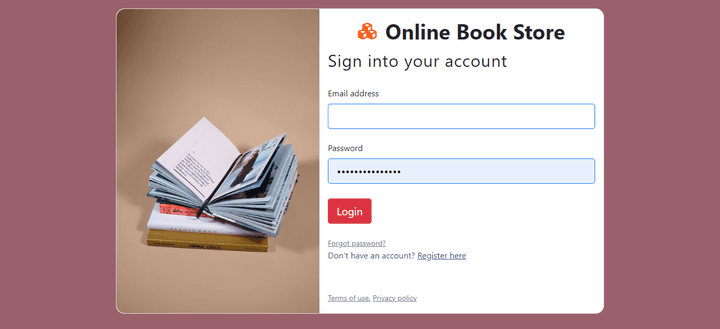 Login Form for Online Book Store