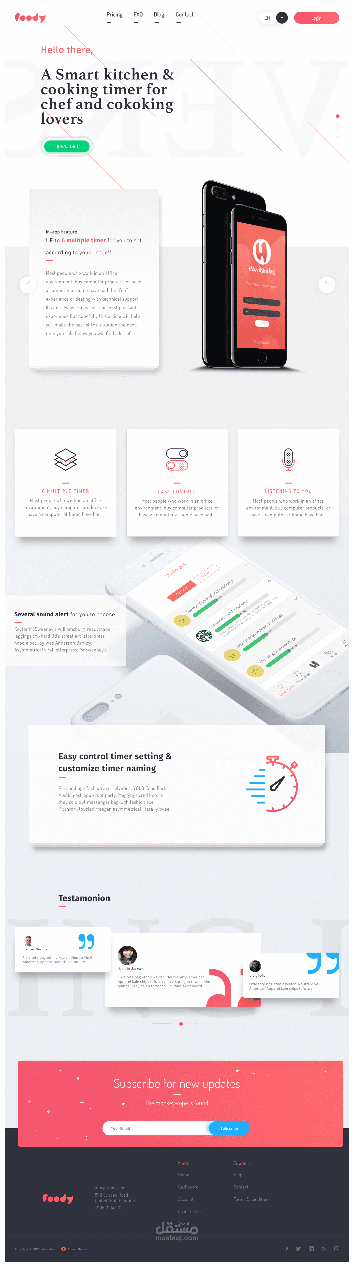 Food app landing page