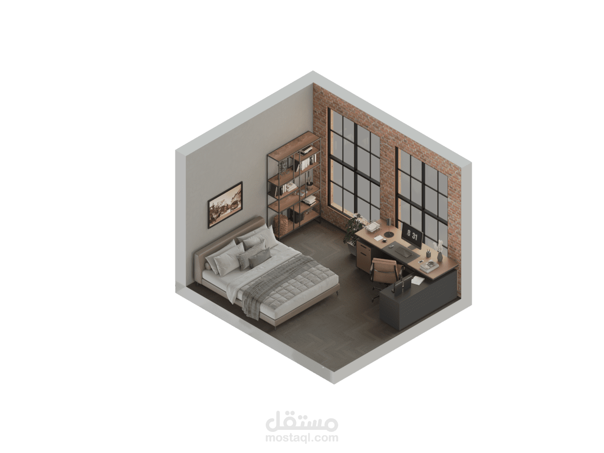 غرفة نوم Cubic 3D