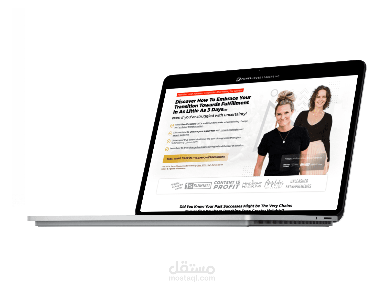 Sales Page for a mastermind event helded by 8-figure coach