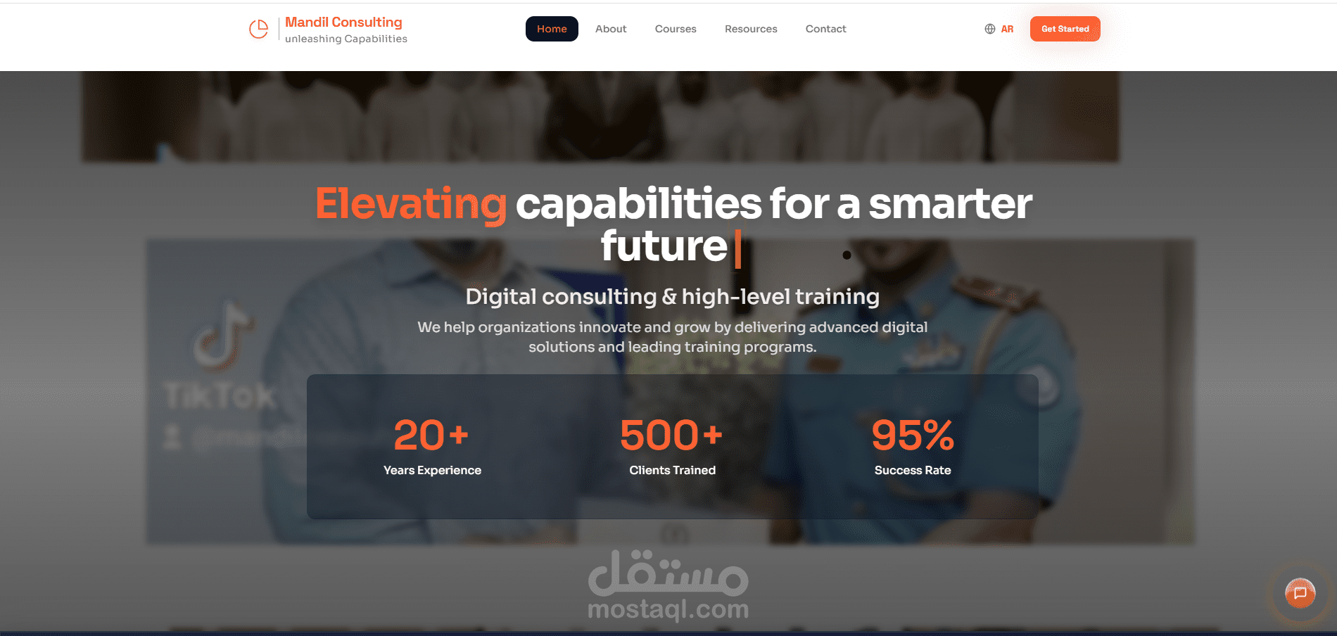 تطوير موقع تعريفي ثلاثي الأبعاد لشركة استشارات باستخدام React وNext.js وThree.js