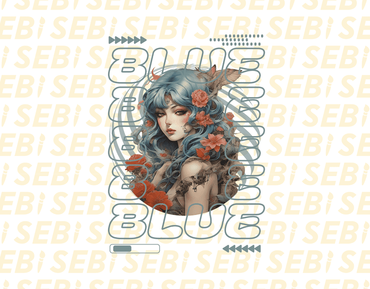 Light Blue-haired Anime Girl - Anime T-shirt Design