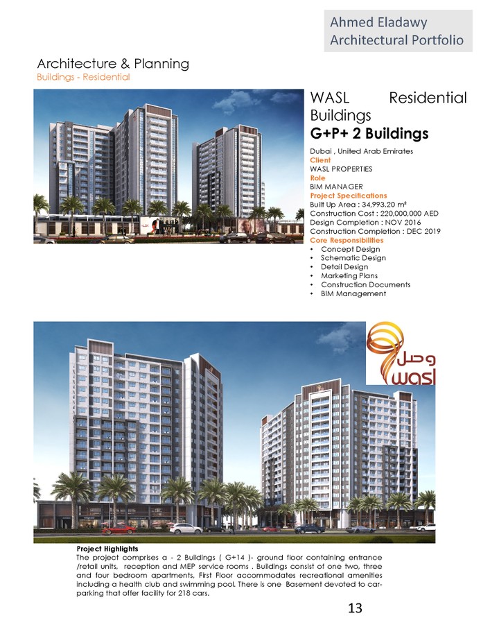 WASL Residential Buildings  G+P+ 2 Buildings