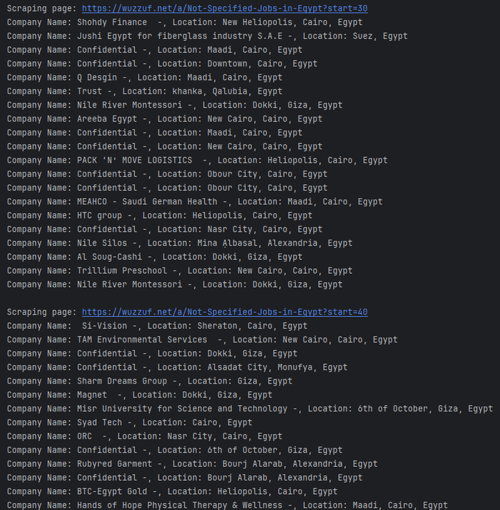 Python Web Scraping Script for Extracting Data from Wuzzuf.com