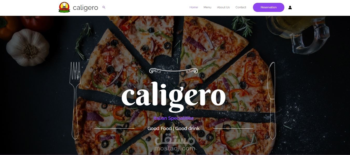 تصميم موقع لمطعم caligero