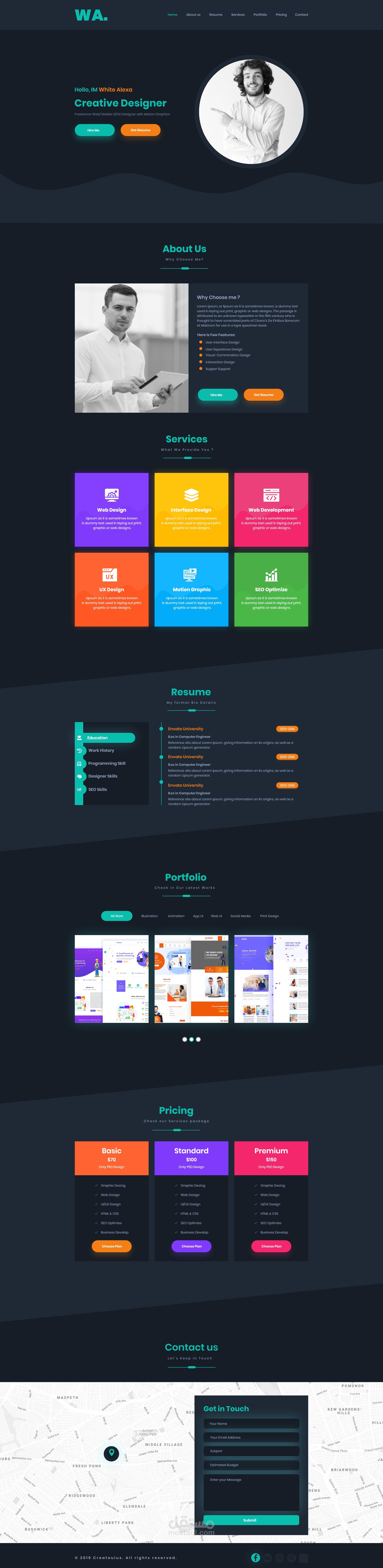 تصميم واجهات بورتفوليو احترافية (UI) تعكس هويتك وتبرز مهاراتك