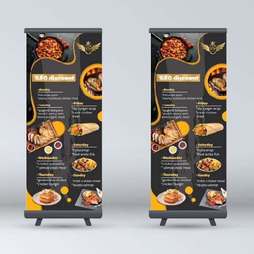 تصميم بانر خاص بمطعم. Banner design for a restaurant