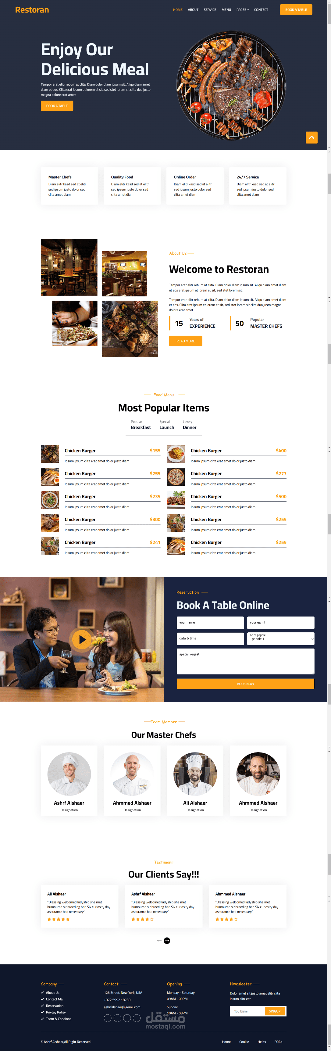 "Restaurant Landing Page Design with HTML & CSS"