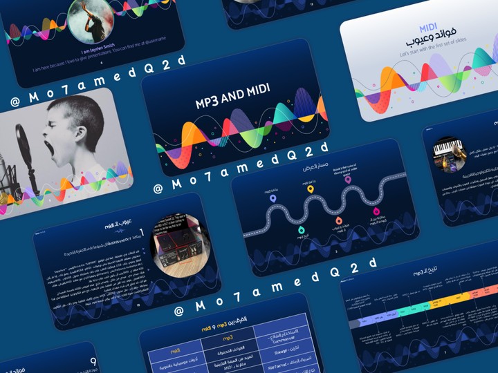 تصميم عرض تقديمي Presentation حول الفرق بين كل من  MIDI VS Mp3