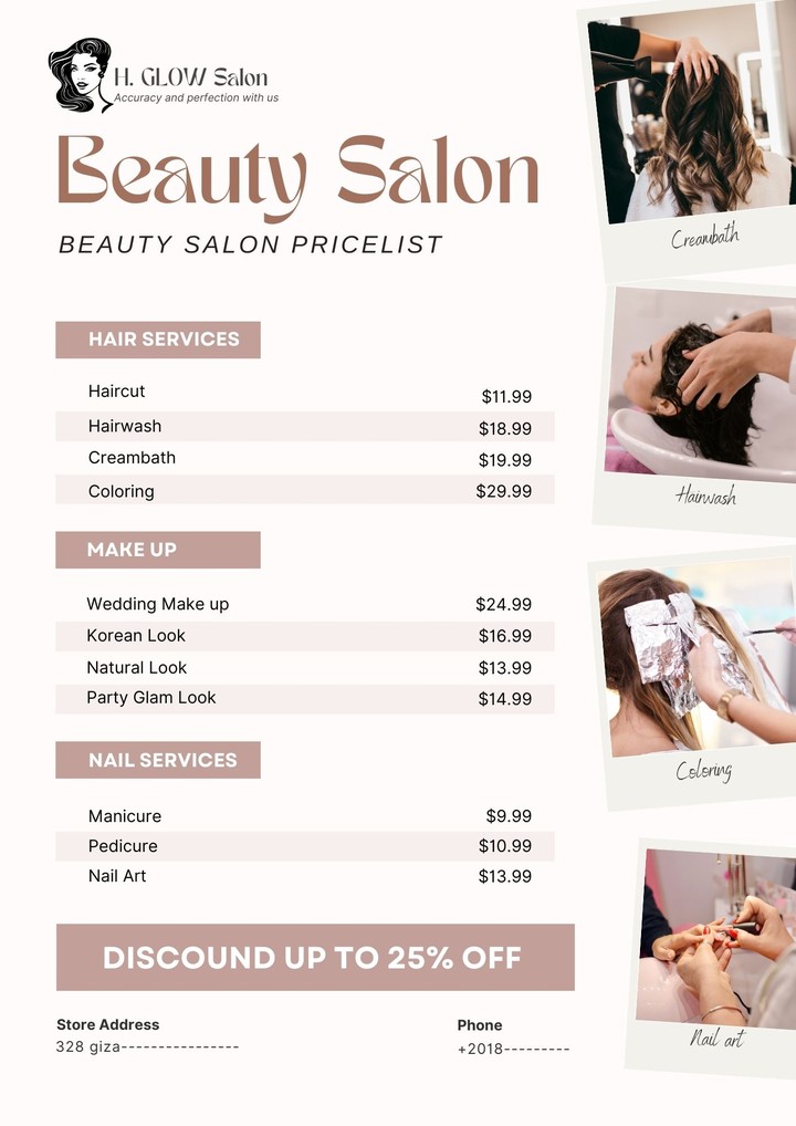 Hair-Beauty Salon Pricelist