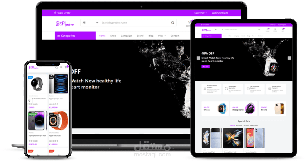 Electronics ( phones ) ecommerce website