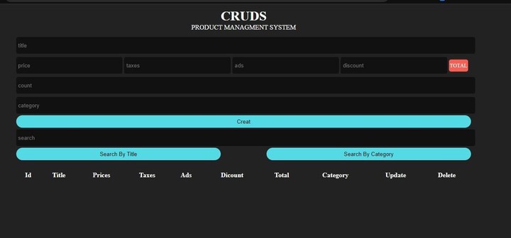 نظام اداره منتجات (CRUD SYSTEM)