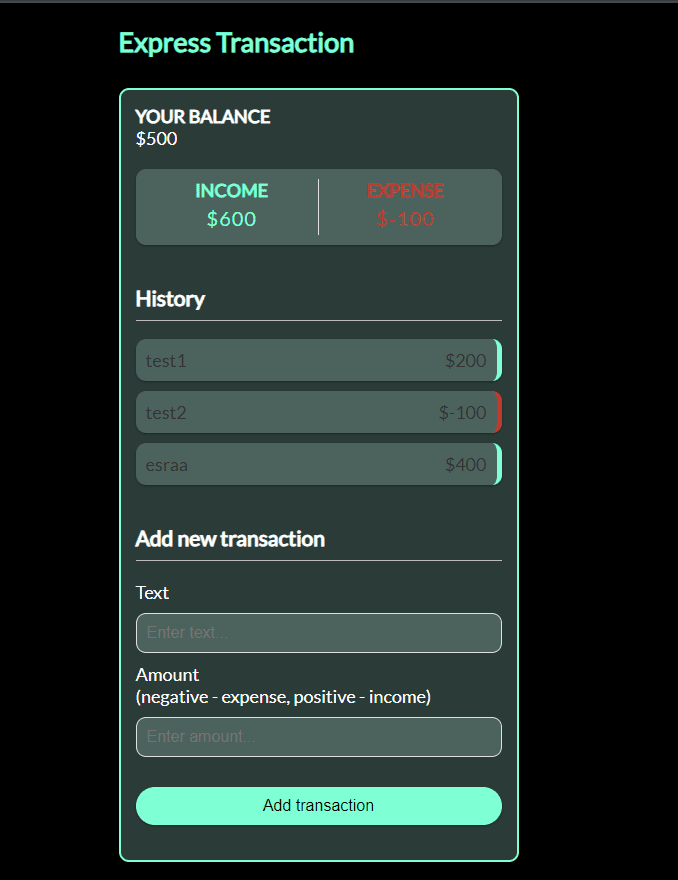 Express Transaction project