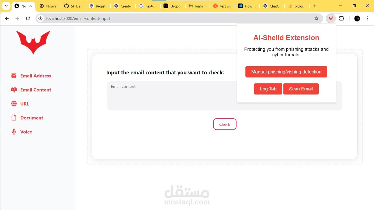 نظام اكتشاف التصيد الاحتيالي "AI-Shield" باستخدام الذكاء الاصطناعي