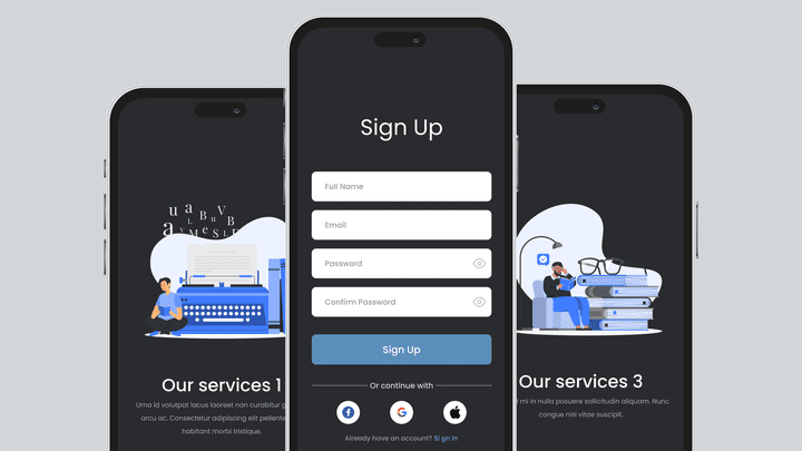 Splash & SignIn & SignUp Screens Mobile App