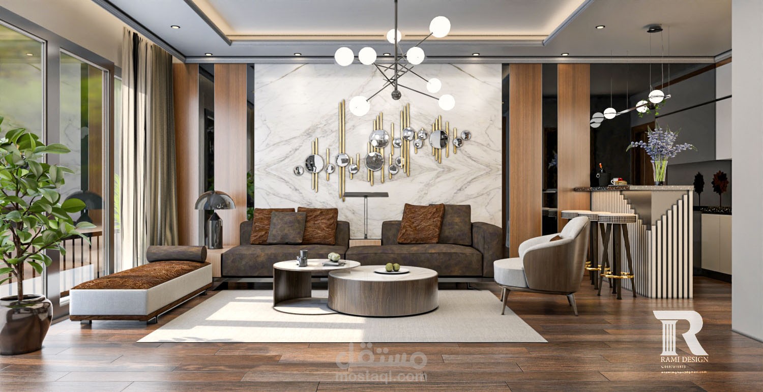 غرفة معيشة على الطراز الحديث (modern living room)