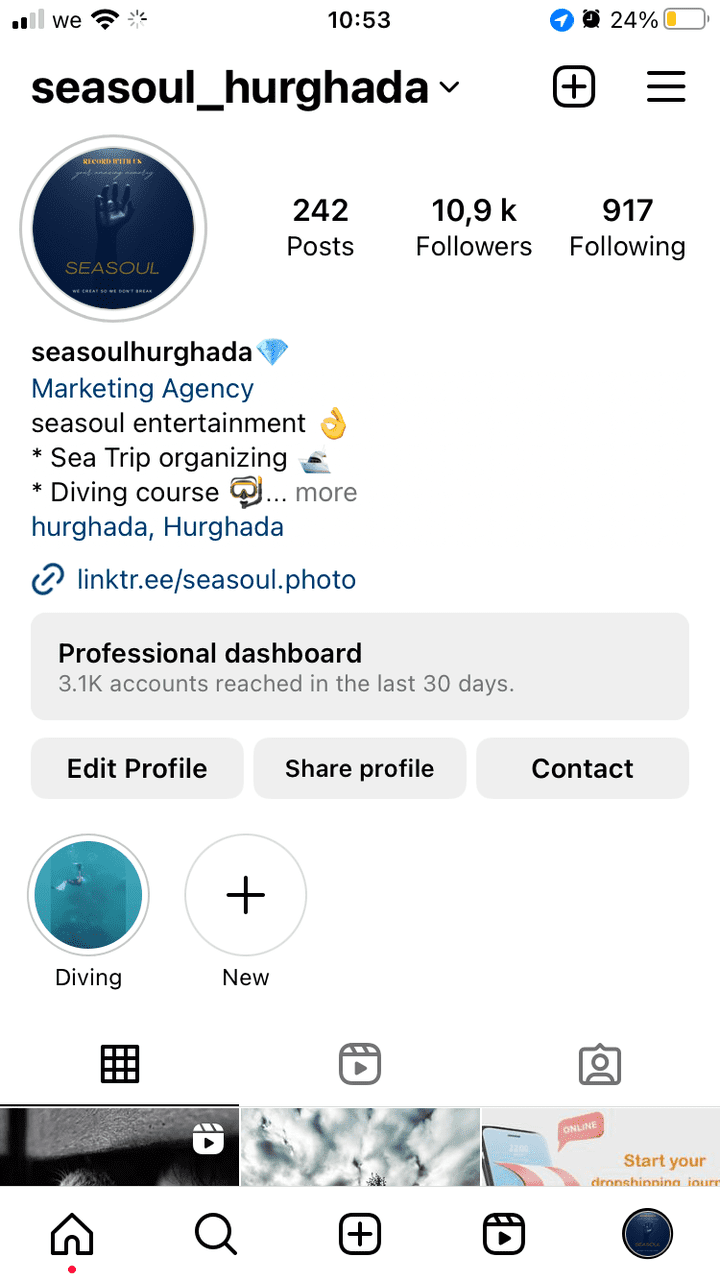 Instagram page with 10k