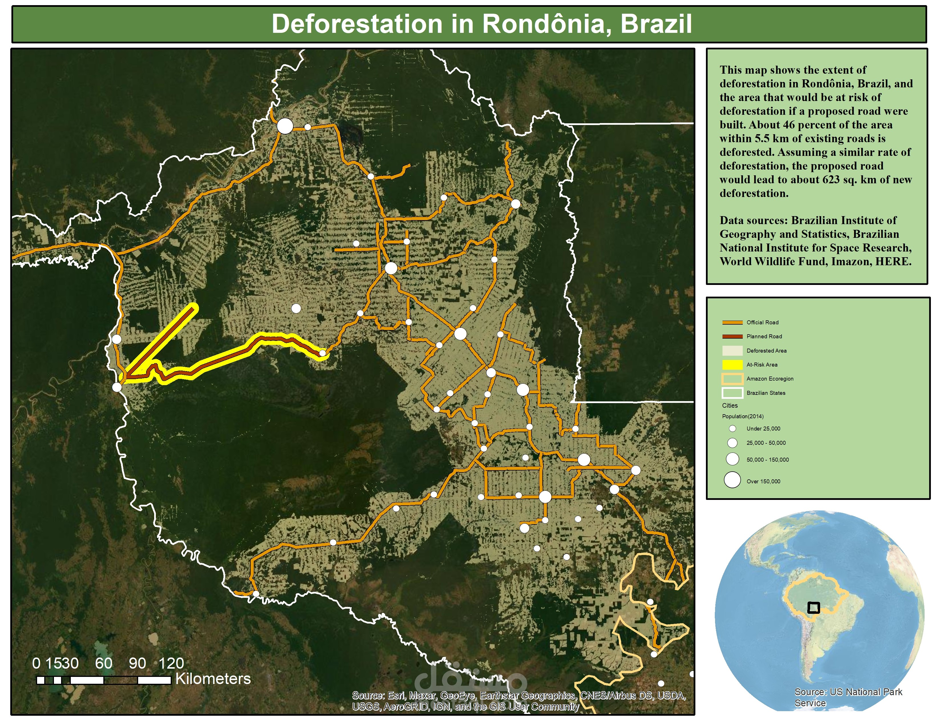 انشاء خريطة لازالة الغابات في ولاية روندونيا البرازيلية