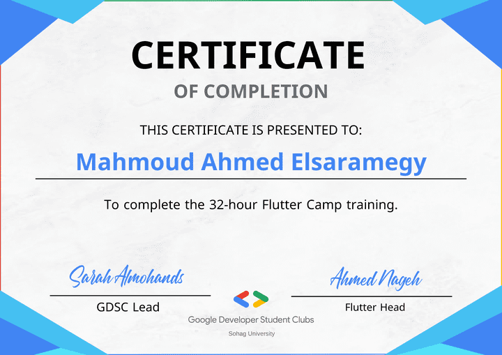 Google Developer Student Clubs - Sohag University Certified