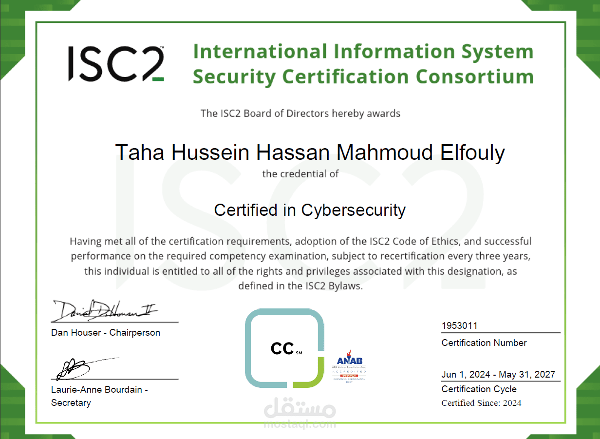 Certified in cyber security 