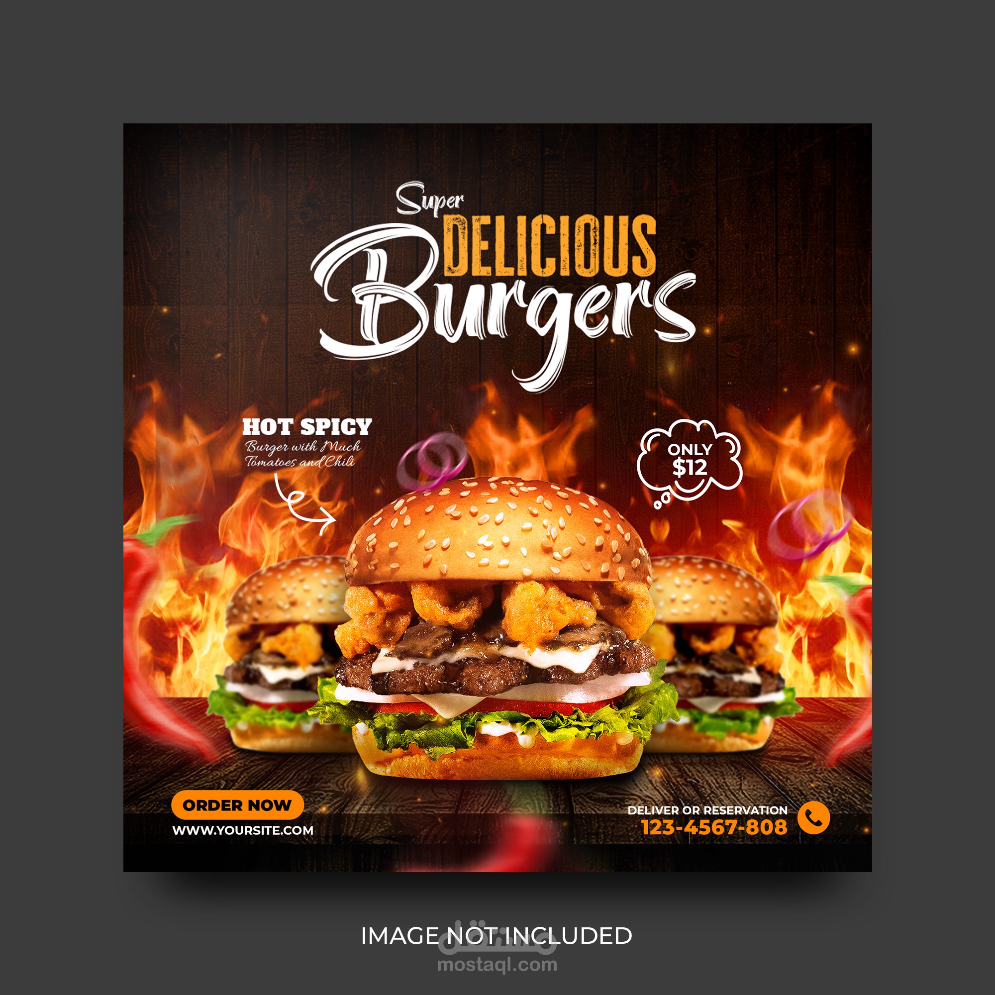 تصميم قالب burger   Social Media Post Banner