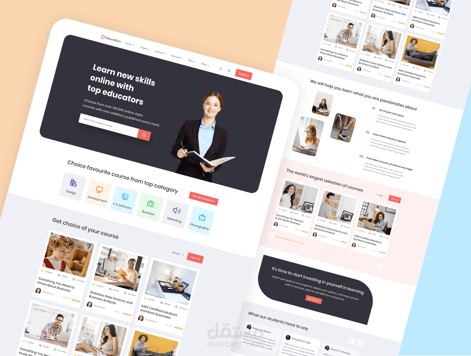 E-learning  Website UI UX Desgin