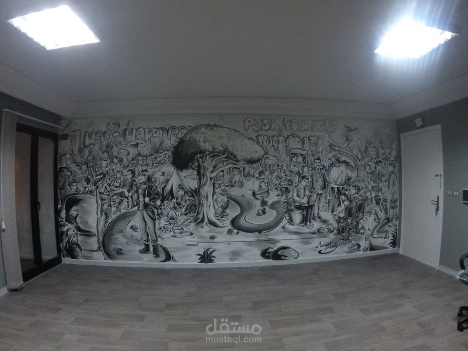 manga doodles wall painting