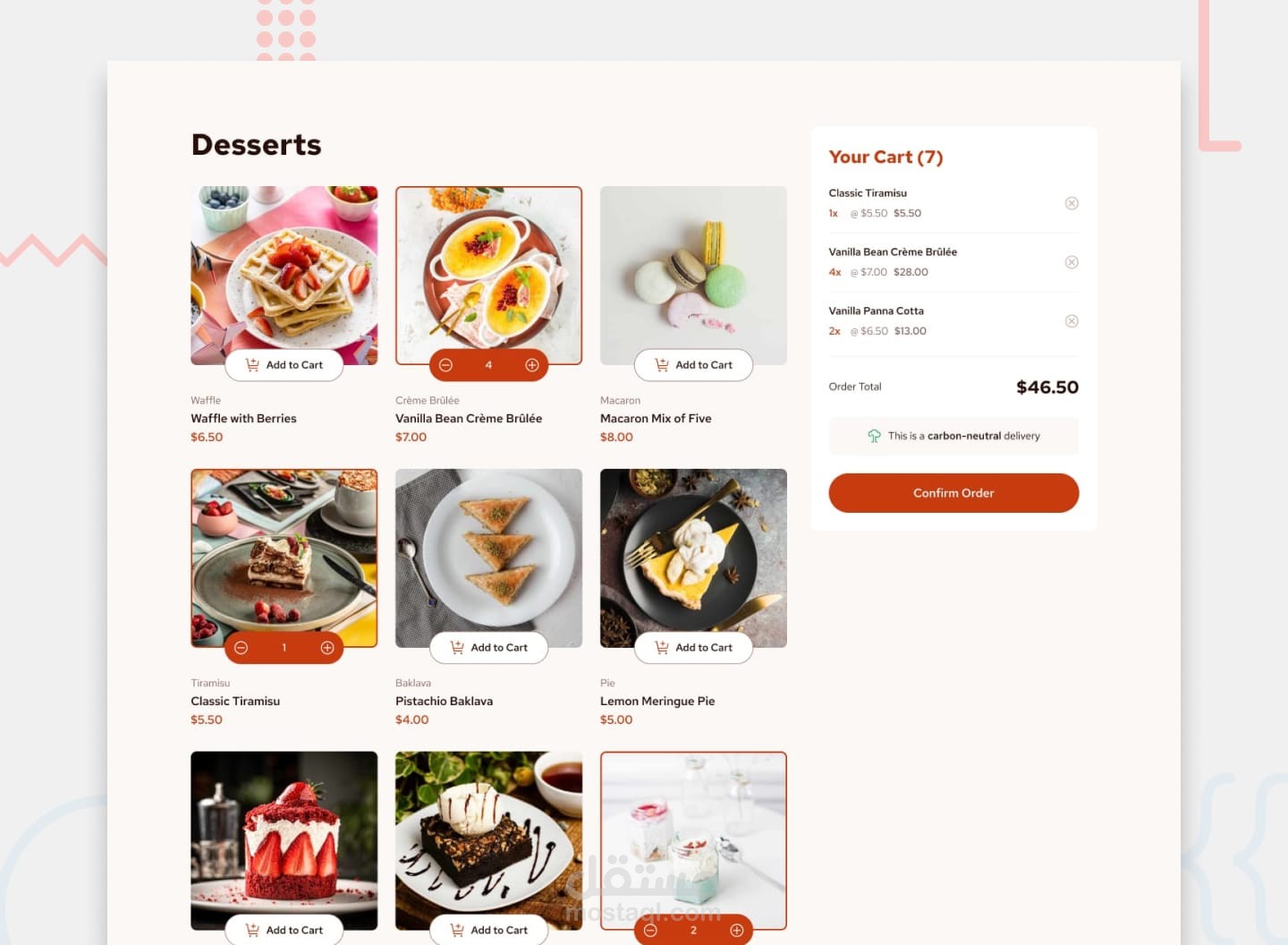 Product list with cart