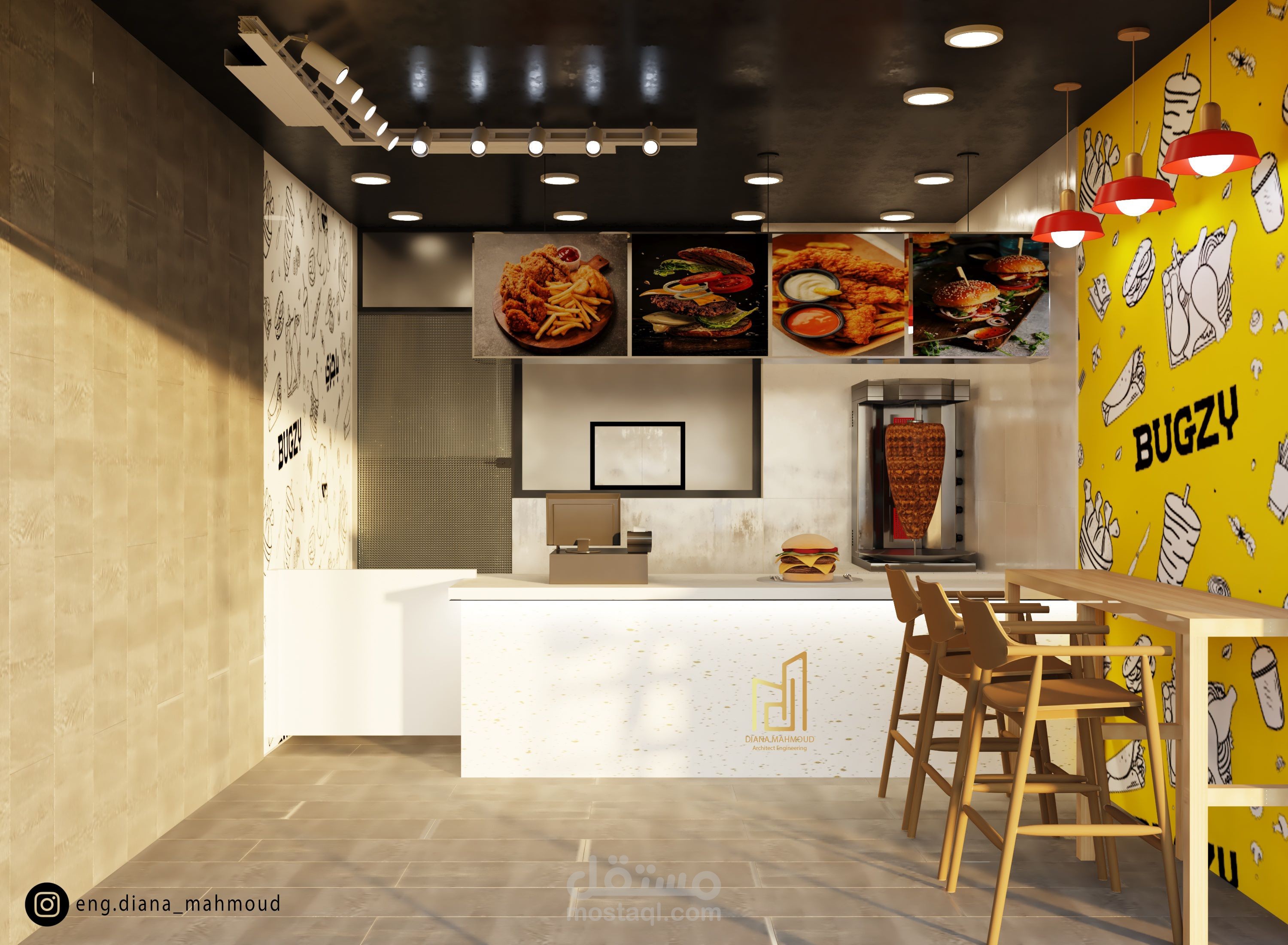 تصميم مطعم fast food