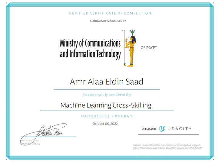 Machine learning certificate