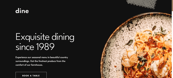 Dine restaurant website