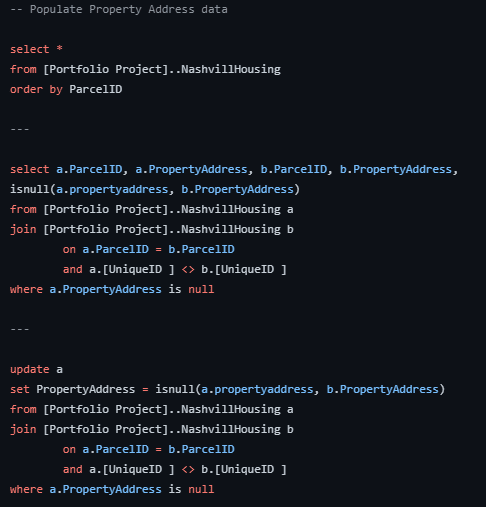 DATA CLEANING IN "SQL" NASHVILLE HOUSING