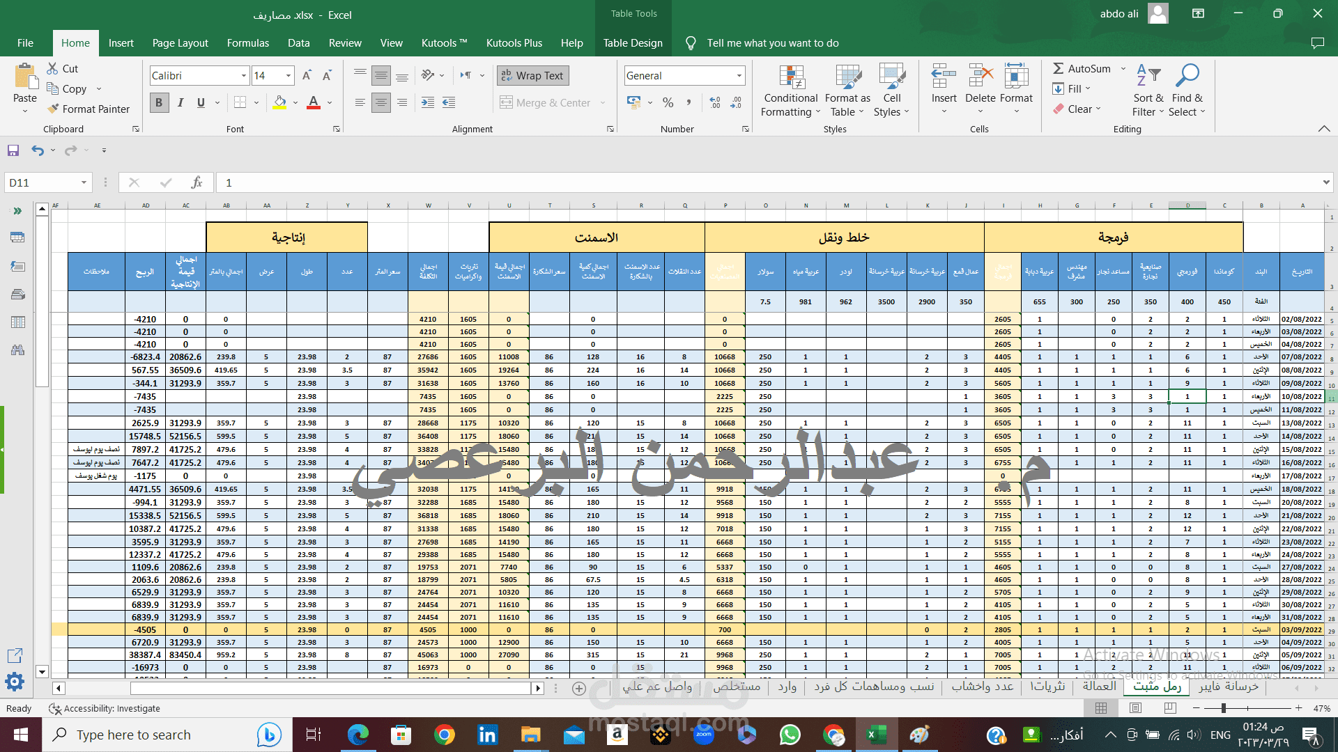 ادخال البيانات واعداد تقارير الحصر والتكلفة وادارة مشروعات .