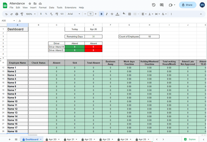 Attendance Sheet