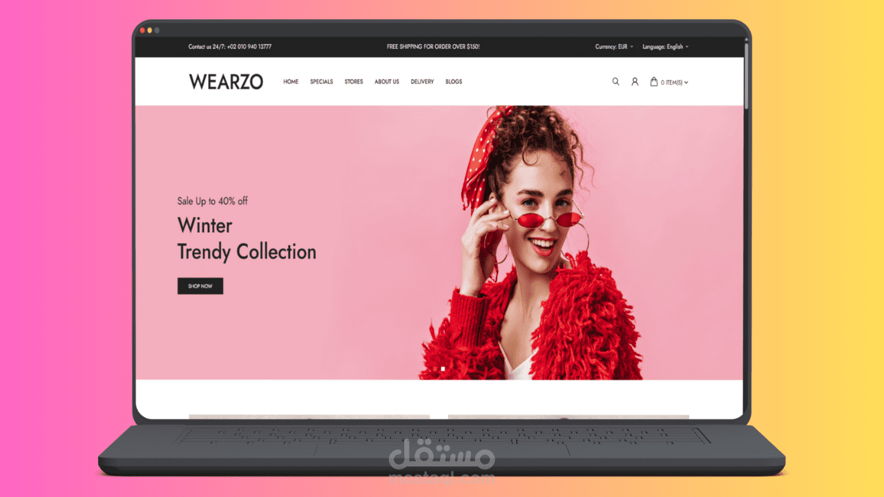 تصميم موقع wearzo e-commerce