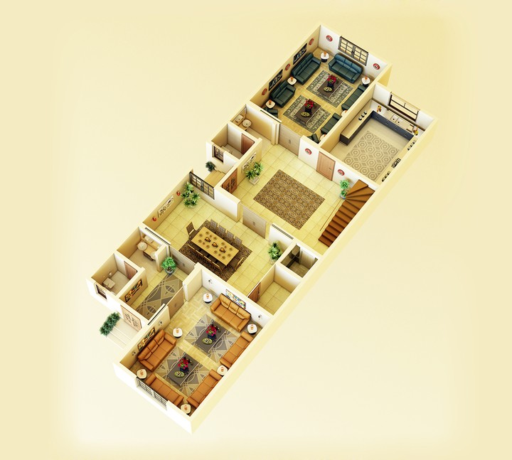 3D Floor Plans - Villa - KSA