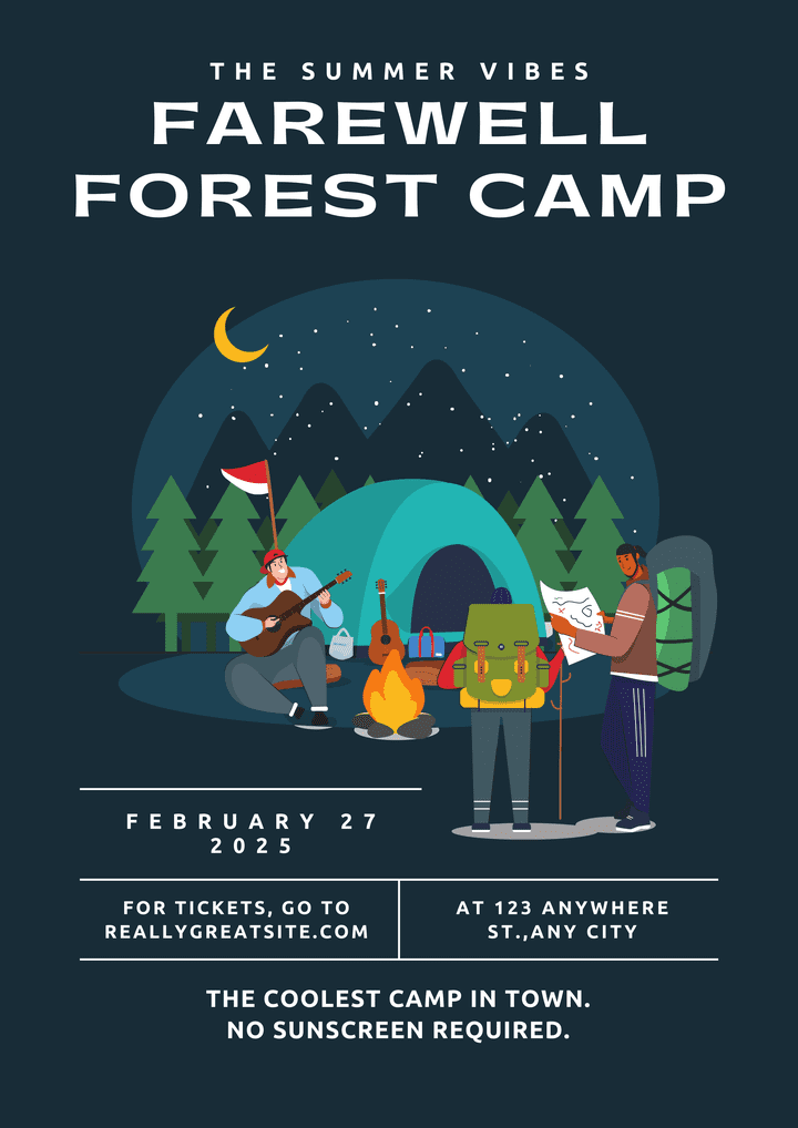Black Night Farewell Forest Camp Summer Vibes Flyer