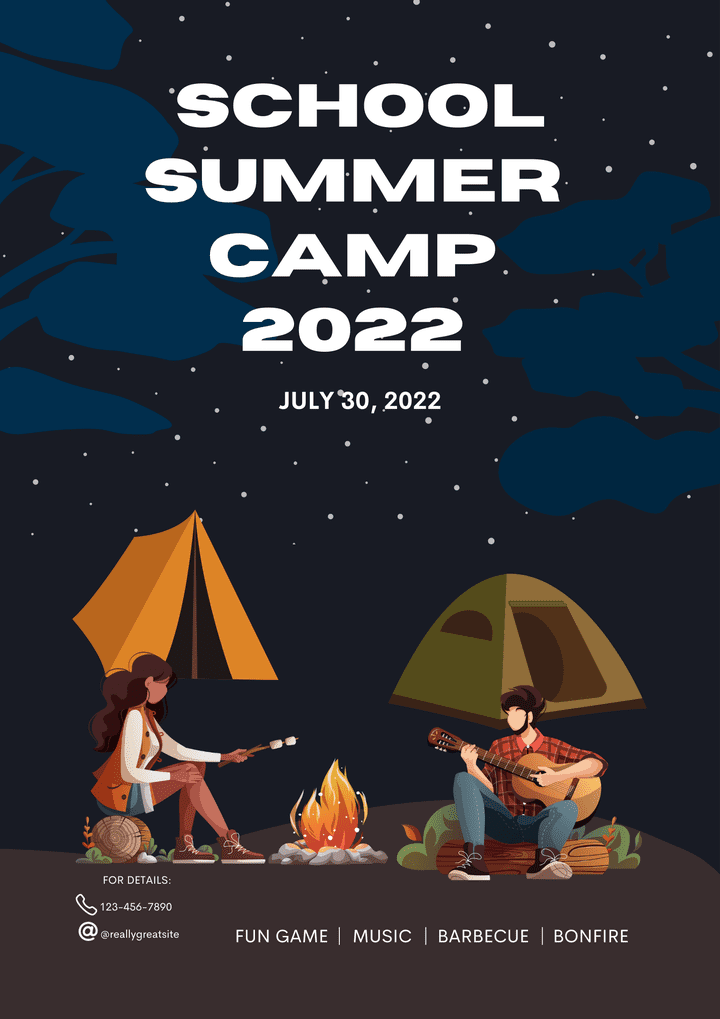 Charcoal and Teal School Summer Camp Poster
