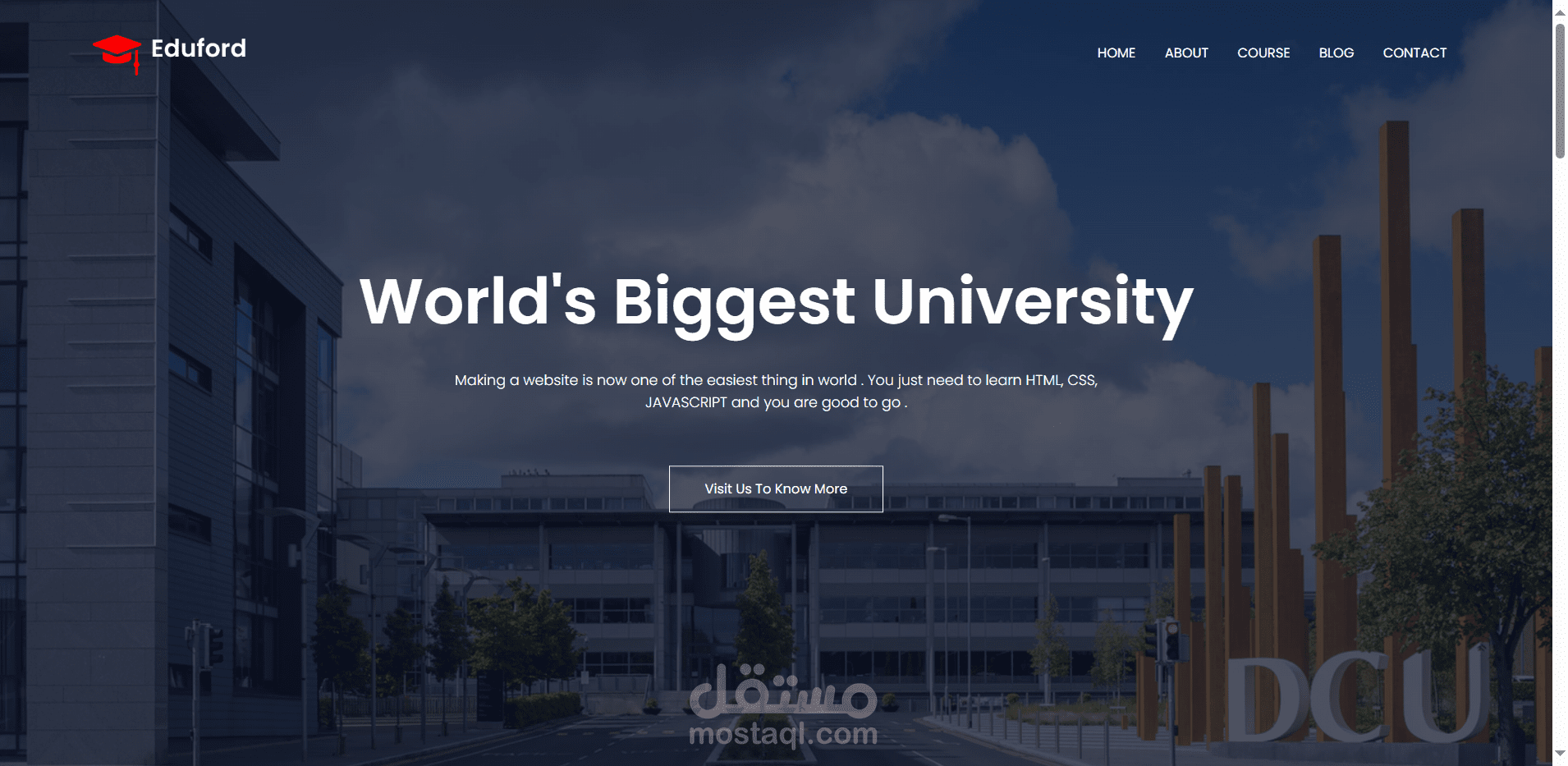 بناء موقع ويب تعريفي للجامعة