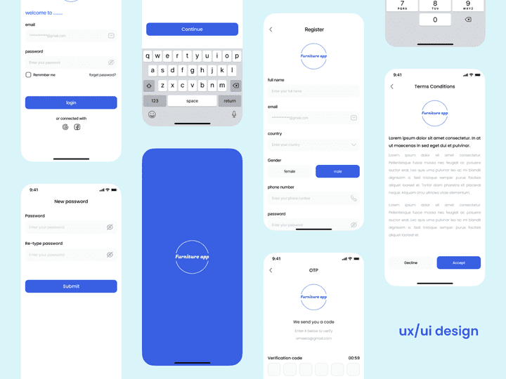 Furniture app Sign In & Sign Up Screens