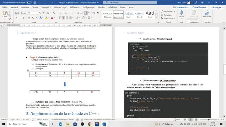 l'algorithme génétique en C++