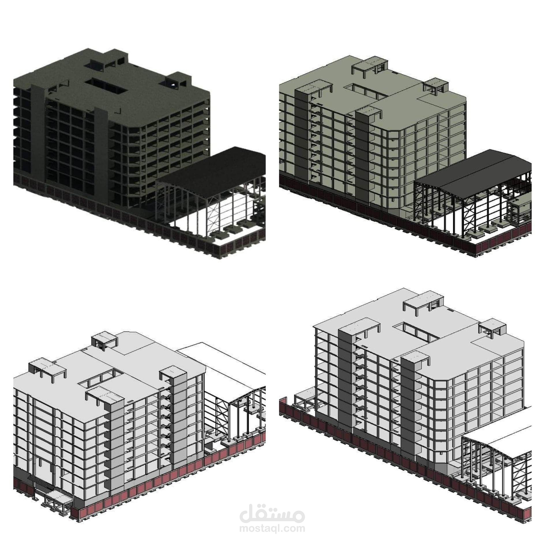 نمذجة ثلاثية الأبعاد لمبنى انشائى | مستقل